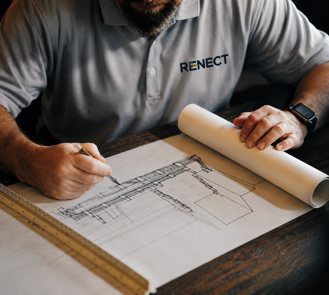 Professionnel étudiant un plan de construction